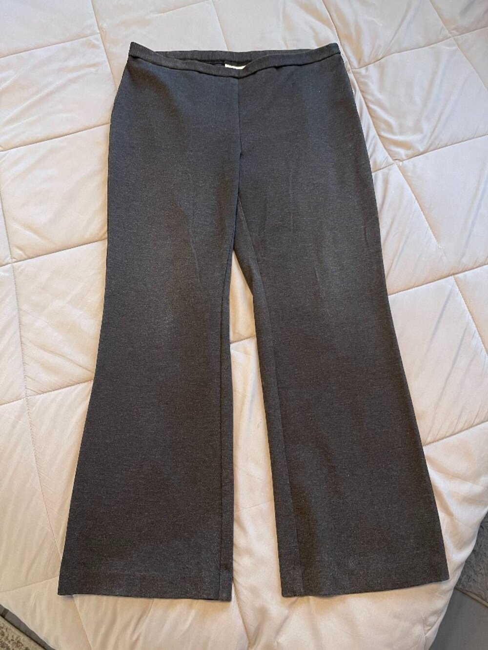 Chico's Charcoal Gray Wide Leg Pants Ribbed Knit Trouser Size 2 (US Large)
